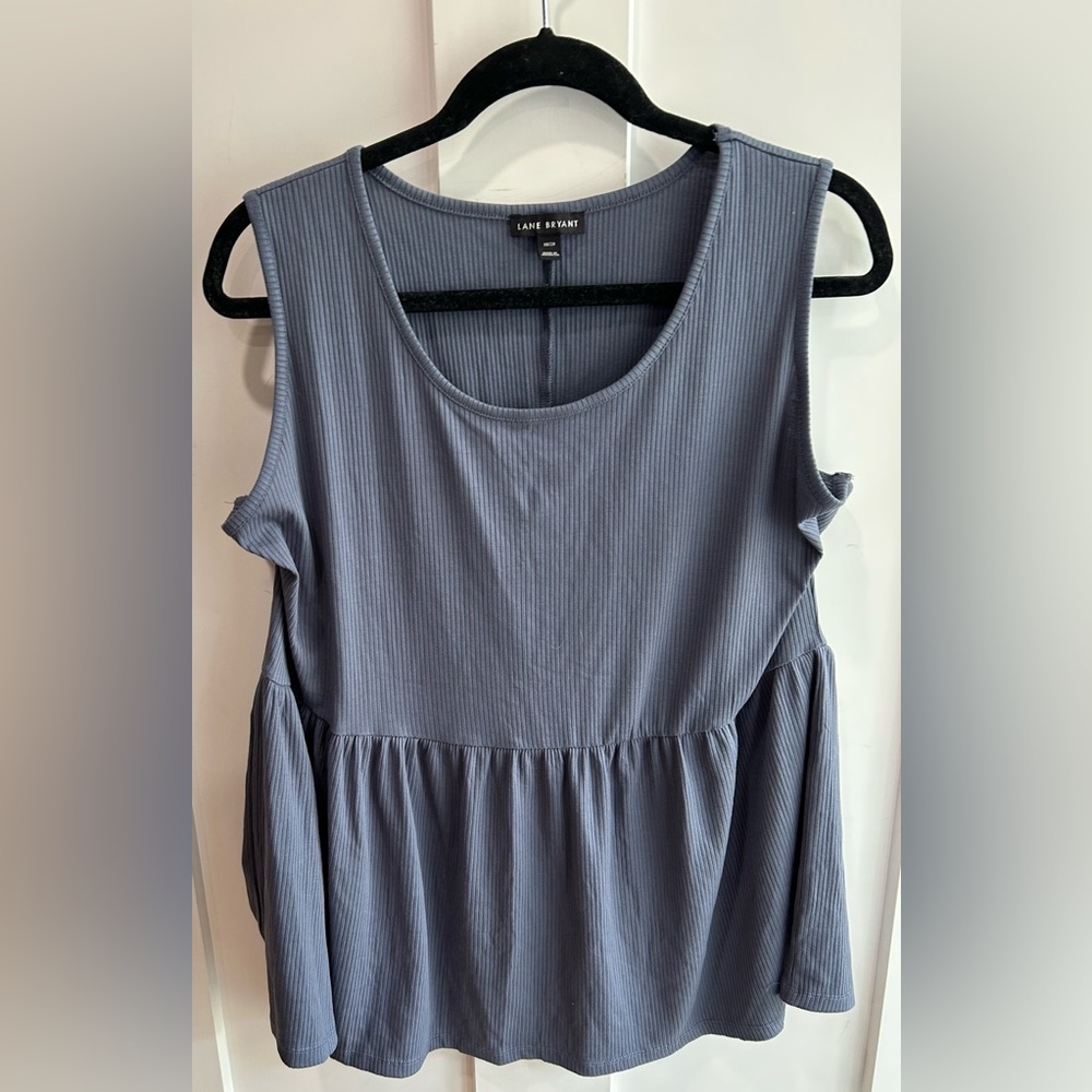 Slate Blue Ribbed Peplum Tank